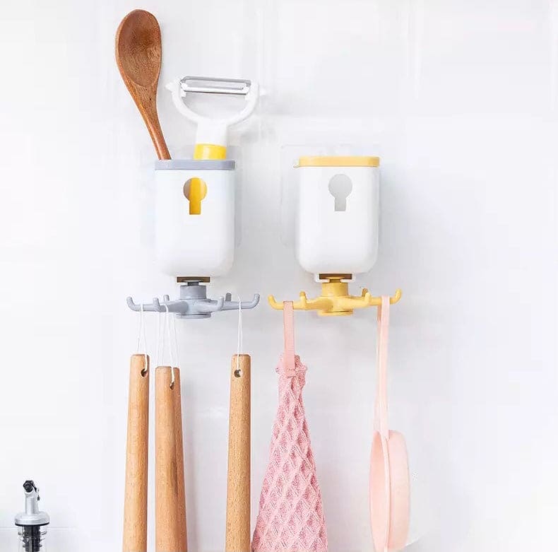 Creative New Storage Rotating Rack With Claw Hook, 360 Rotatable Hook Storage Hanger, Punch Free Multipurpose Hook, Home Storage Cabinet Rack, Wall Mounted Spoon Holder Rack Creative New Storage Rotating Rack With Claw Hook, 360 Rotatable Hook Storage Hanger, Punch Free Multipurpose Hook, Home Storage Cabinet Rack, Wall Mounted Spoon Holder Rack